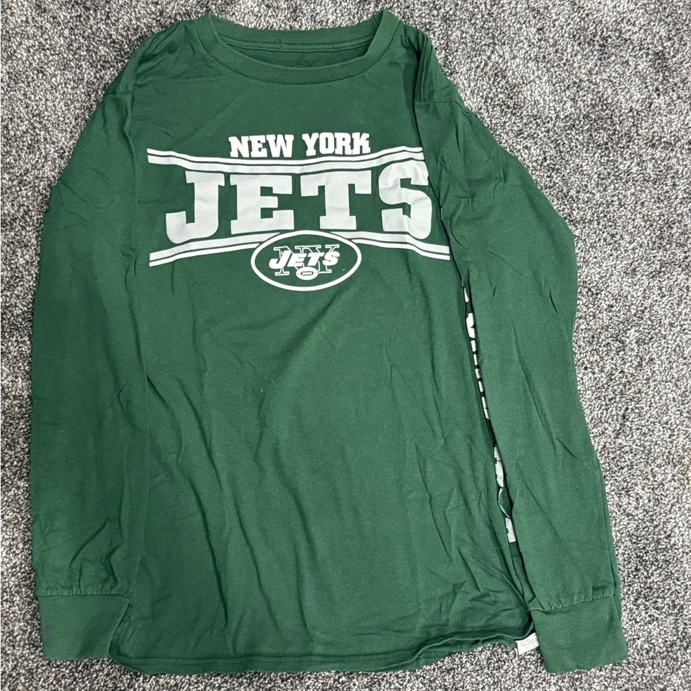 Majestic New York Jets Long Sleeve Graphic T-Shirt Adult Small Green